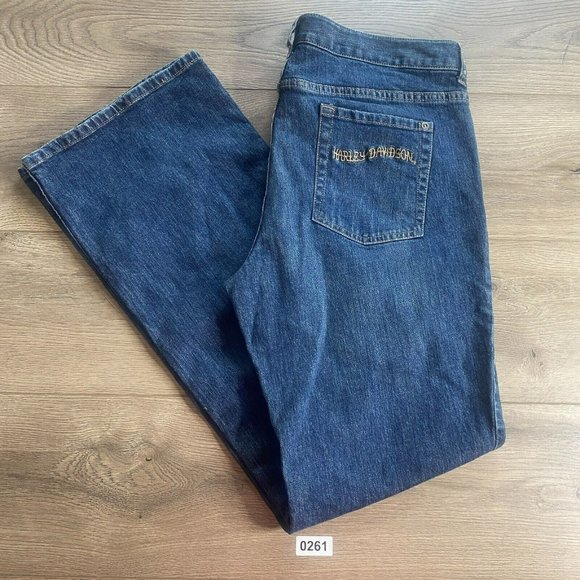Harley-Davidson Denim - Harley Davidson Jeans Womens 16L Long Tall  Wide Leg Mid-Rise Denim Biker